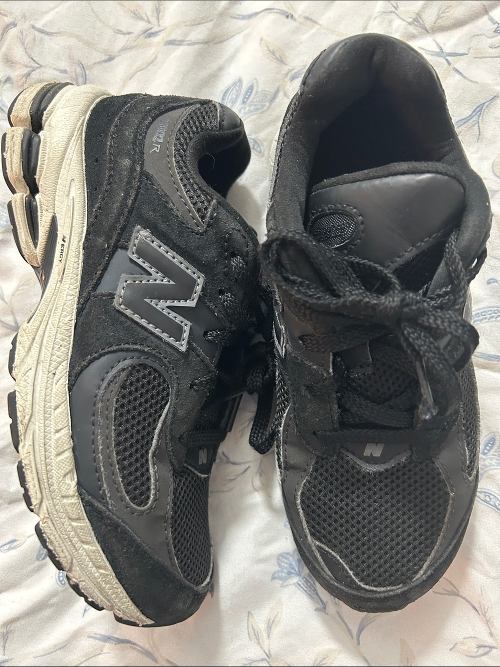 New Balance Kids Black and Gray Lace-Up Sneakers